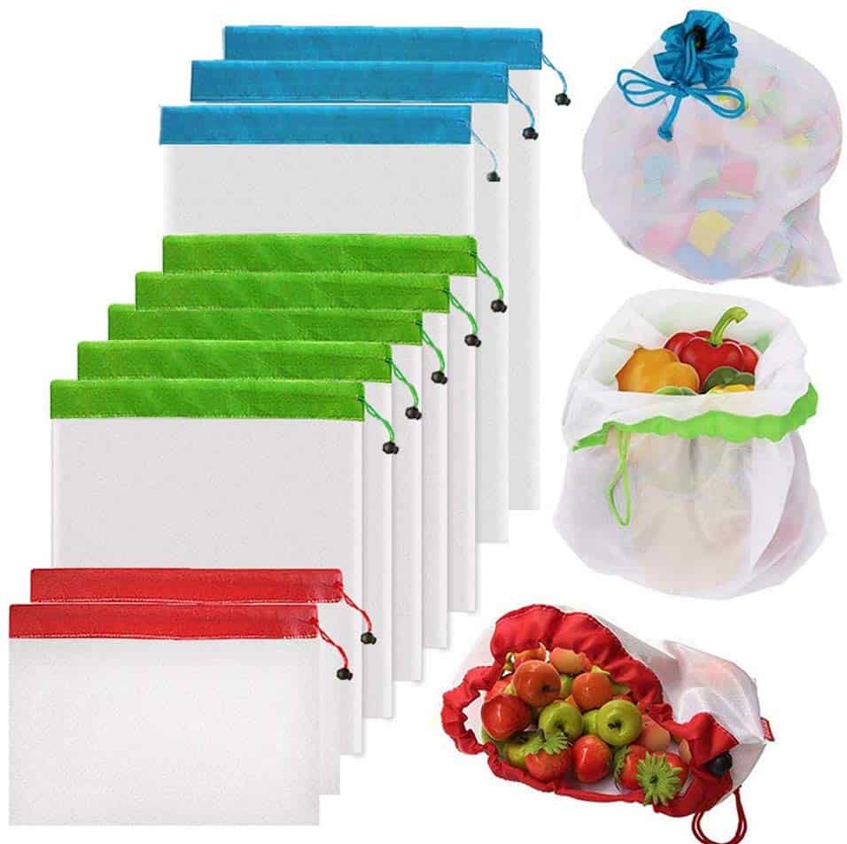 A set of colour coded produce bags.