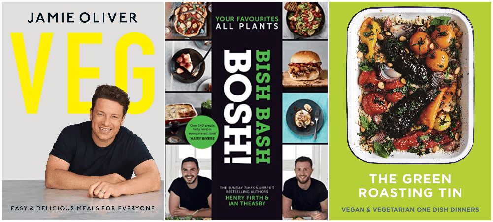 A collage showing 3 popular vegetarian cookbooks from 2019.