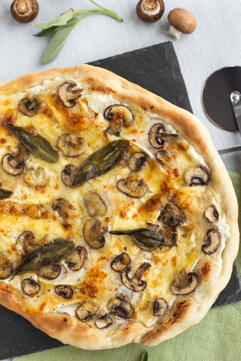 Mushroom and Brie White Pizza