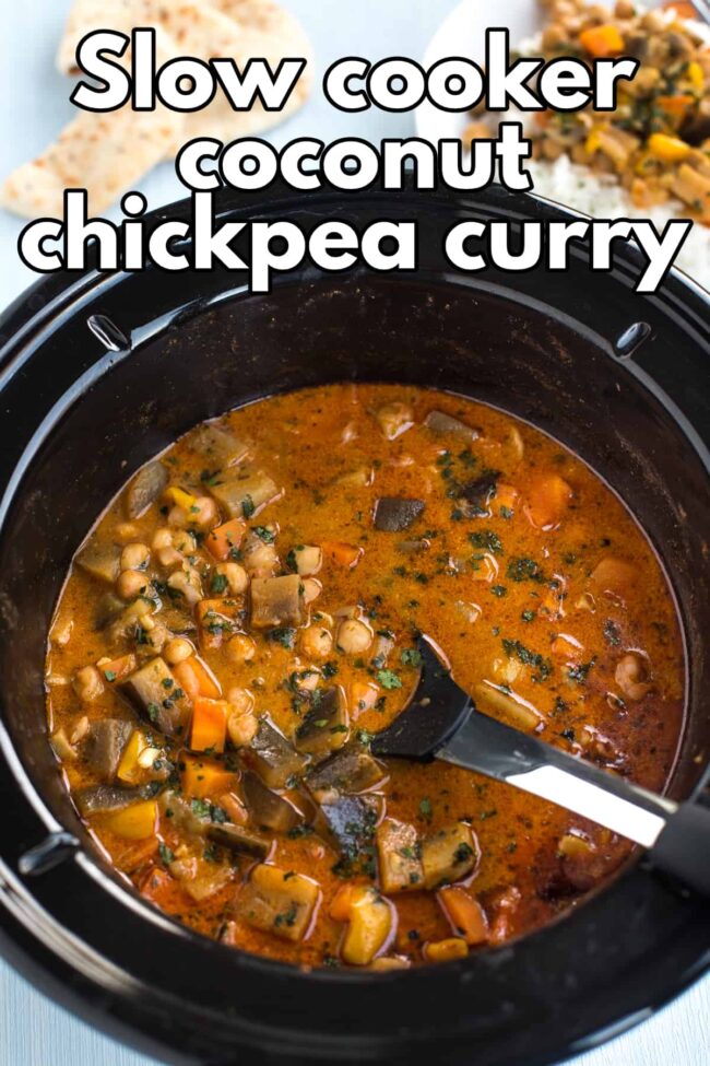 Chickpea curry in the slow cooker.