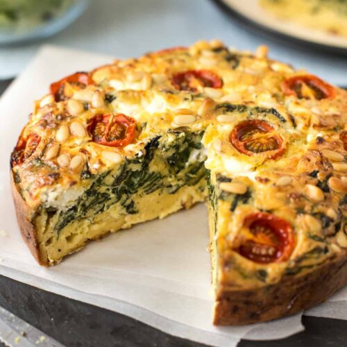 Spinach and Goat's Cheese SelfCrusting Quiche Easy Cheesy Vegetarian
