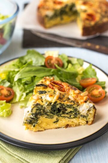 Spinach and Goat's Cheese Self-Crusting Quiche - Easy Cheesy Vegetarian