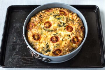 Spinach and Goat's Cheese Self-Crusting Quiche - Easy Cheesy Vegetarian