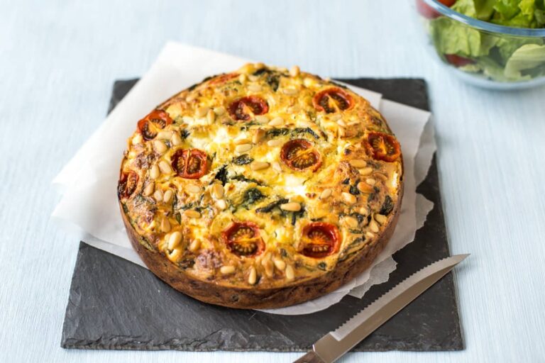 Spinach and Goat's Cheese SelfCrusting Quiche Easy Cheesy Vegetarian