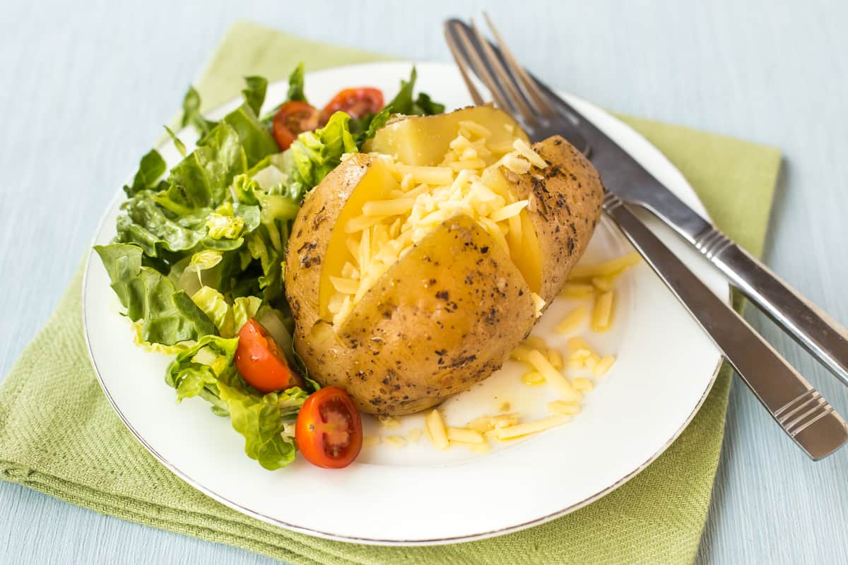 Garlic and herb slow cooker baked potatoes.