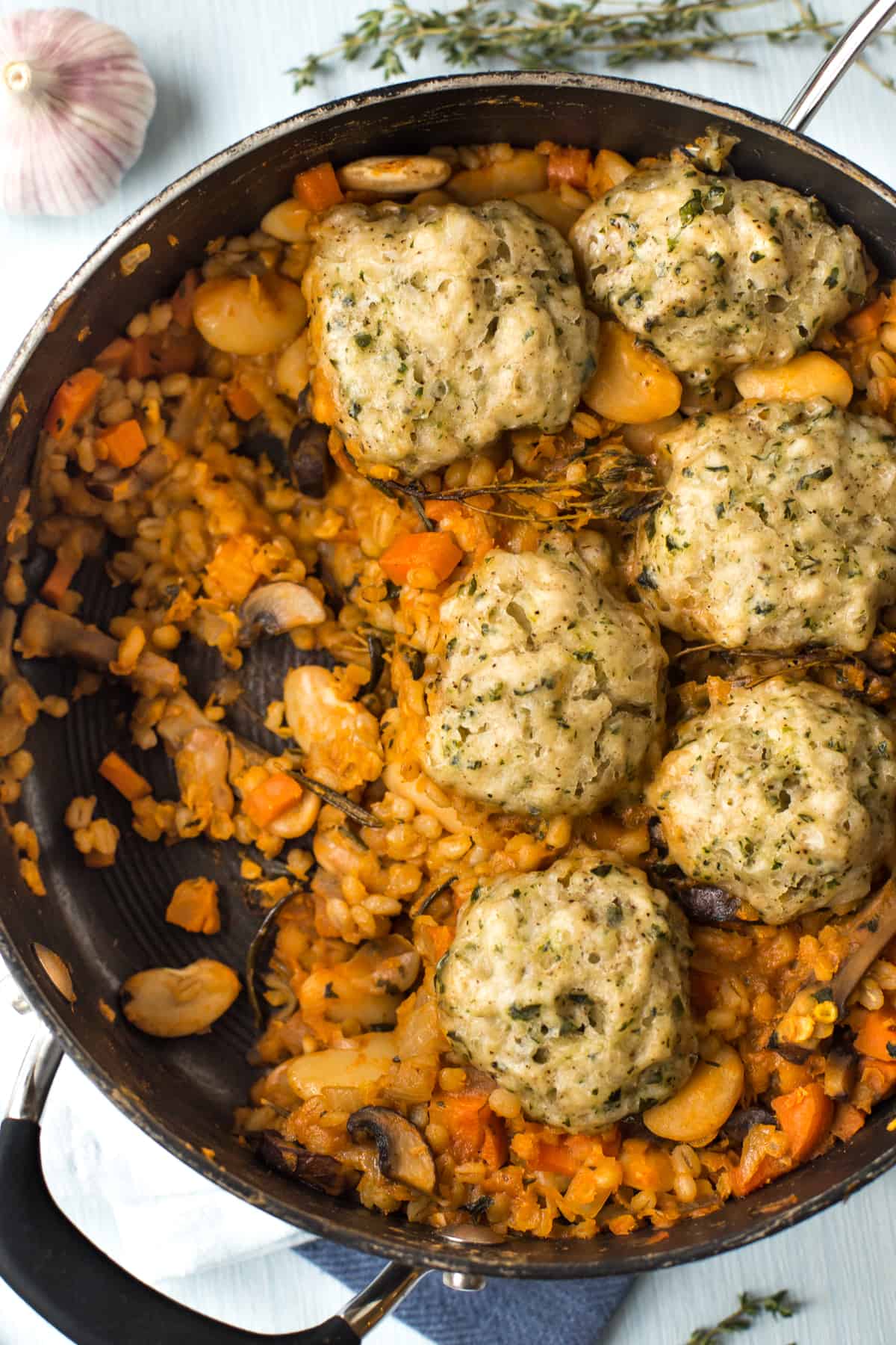 Rustic Vegan Cassoulet with Herby Dumplings, image size:1200x1800
