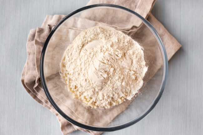 A bowl of self-raising flour.