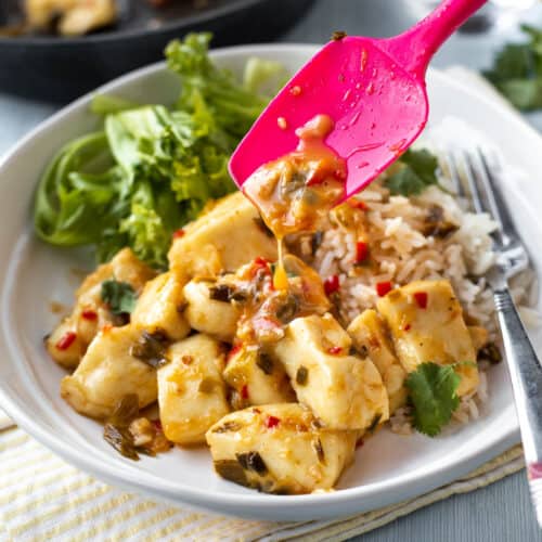 Spiced Halloumi And Cauliflower Rice Sweet and Spicy Halloumi - Easy Cheesy Vegetarian