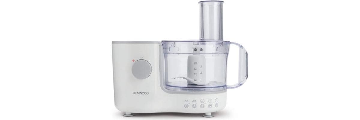 Kenwood food processor on a white background.