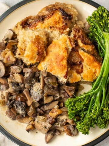 Mushroom pie with chestnuts and a suet crust.