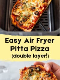 Vegetarian air fryer pitta pizza.