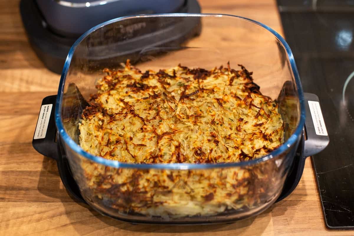 Crispy homemade hash browns in an air fryer.