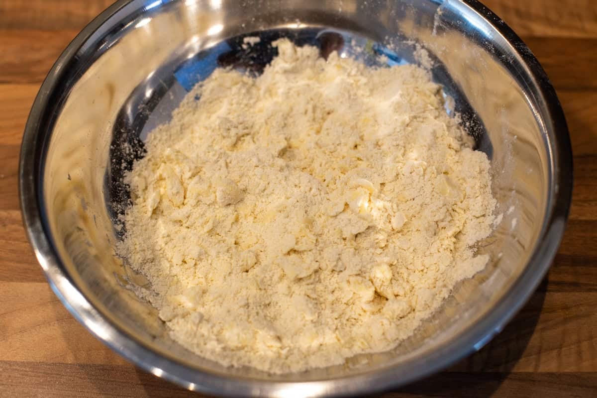 Flour and butter mixture in a bowl.