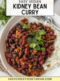 Easy kidney bean curry pin with text overlay.
