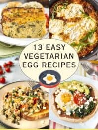 Collage showing vegetarian egg recipes with title.