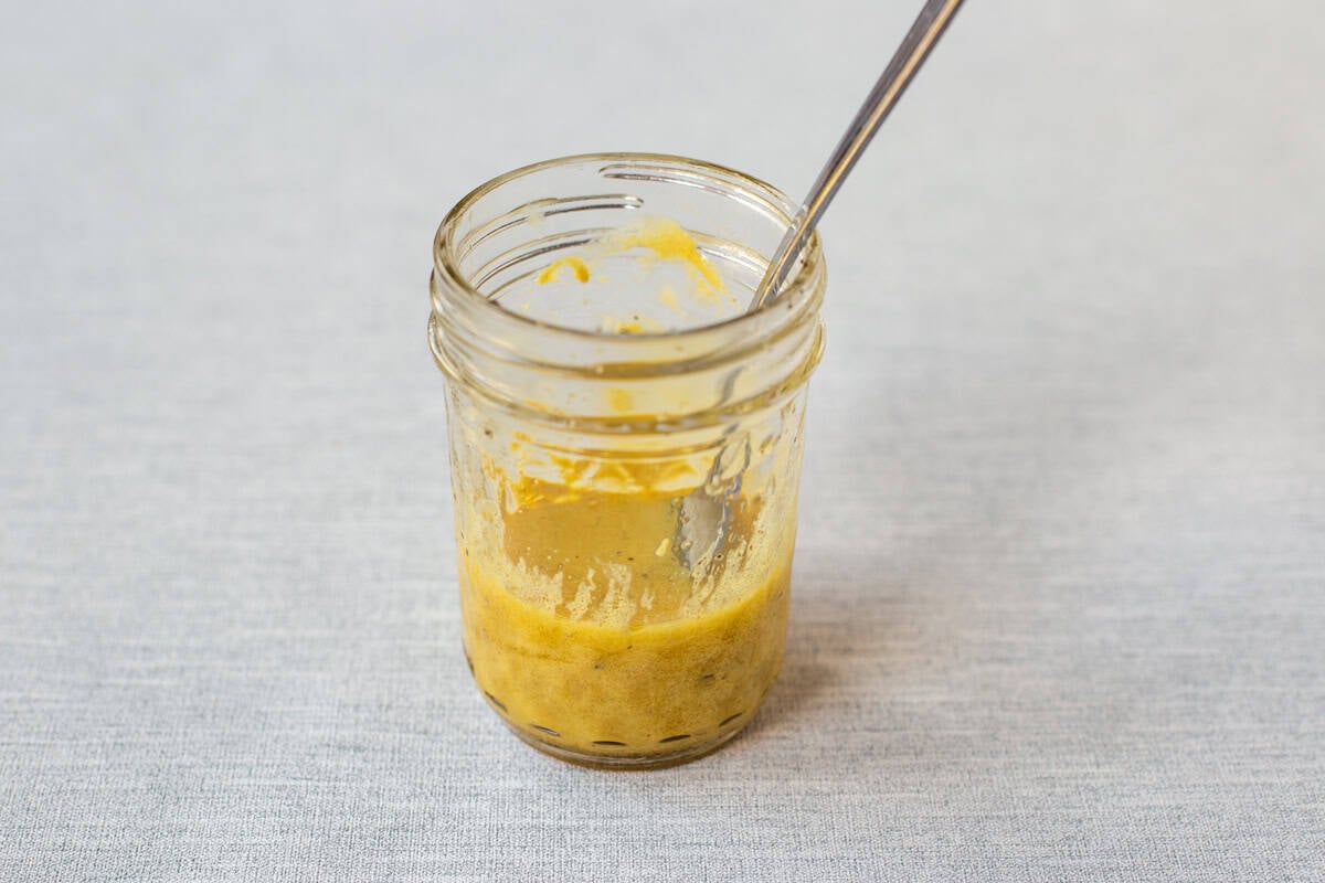 An easy homemade French dressing in a small jar.