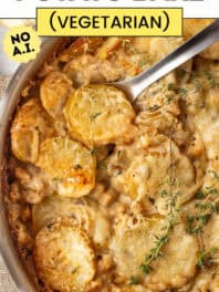 French onion potato bake pin with title overlay.